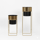 Dual Tone Gold & Black Steel Planter set