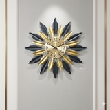 Riviera Leaf Medallion Wall Clock – Multi‑Tone (24" x 24")