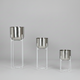 Modern Silver Luxe tree-tier Planter set