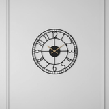 Gilded Leaf Medallion Wall Clock – Black (24" x 24")