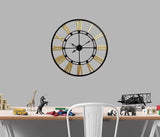Roman Halo Open‑Frame Wall Clock – Black & Gold (24" x 24")