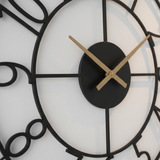 Gilded Leaf Medallion Wall Clock – Black (24" x 24")