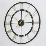Roman Halo Open-Frame Wall Clock – Black & Gold Finish (24" x 24")