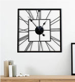 Roman Halo Square Open-Frame Wall Clock – Black Finish (20" x 20")