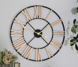 Roman Halo Open-Frame Wall Clock – Black & Gold (24" x 24")