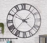 Roman Halo Open-Frame Wall Clock – Black Finish (24" x 24")