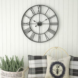 Roman Halo Open‑Frame Clock – Black with White Shades (24" x 24")