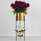 Eden Luxe Dual Steel Planter Stand – Gold Finish