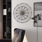 Geo Aureum Spoked Clock – Charcoal (24" x 24")