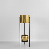 Eden Luxe Dual Steel Planter Stand – Gold Finish
