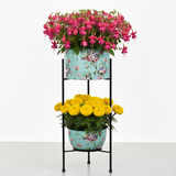 Eden Blossom Dual Steel Planter Stand – Aqua Floral