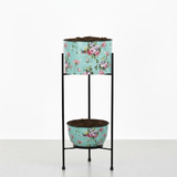 Eden Blossom Dual Steel Planter Stand – Aqua Floral