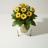 Artistic Leaf & Mandala Metal Pots with Stand