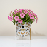 Contemporary Print Metal Pots with Stand