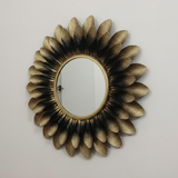 Embossed Petal Halo Mirror - Gold/Black