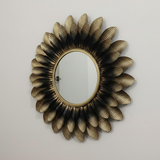 Embossed Petal Halo Mirror - Gold/Black