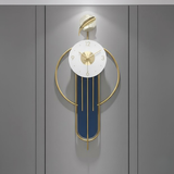 Azure Ginkgo Orbit Wall Clock – Gold & Teal (15" x 32")