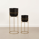 Urban Luxe Black Steel Planters (Set of 2)