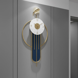 Azure Ginkgo Orbit Wall Clock – Gold & Teal (15" x 32")