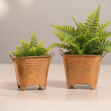 Oval Dotted Metal Pots with Antique Finish – Bronze Set