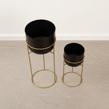 Urban Luxe Black Steel Planters (Set of 2)