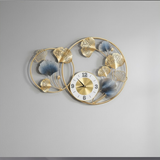 Orbit Circles Modern Wall Clock – Teal & Gold (18" x 30")