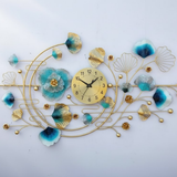 Azure Bloom Garden Clock – Wide (48" x 24")