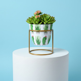 Botanical Art Metal Pot with Stand
