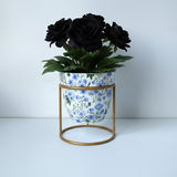 Botanical Art Metal Pot with Stand