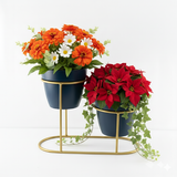 Charcoal Black Three-Pot Steel Table Planter Stand