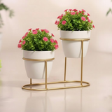 Modern Double Pot Stand with Golden Finish