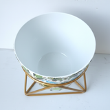 Tropical Garden Printed Steel Pot with Golden Geometric Stand