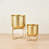 Hammered Gold Steel Planters (Set of 2)