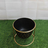 Black & Gold Embossed Pot