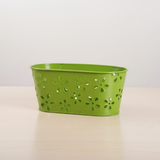 Floral Cutwork Steel Oval Pot