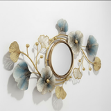 Luxury Floral Branch Wall Mirror – Gold & Blue