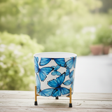 Blue Butterfly Metal Planter