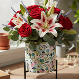 Floral Print Metal Planter