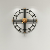 Hammered‑Gold Roman Halo Clock – Black & Gold Antique (24" x 24")