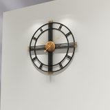 Hammered‑Gold Roman Halo Clock – Black & Gold Antique (24" x 24")