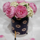 Navy Daisy Metal Planter with Stand