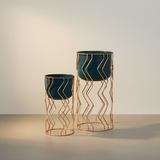 Tall Designer Zigzag Steel Planter Set