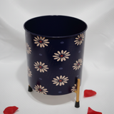 Navy Daisy Metal Planter with Stand