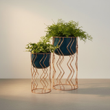 Tall Designer Zigzag Steel Planter Set