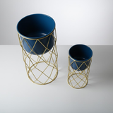 Golden Diamond Frame Planters Duo