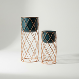 Diamond Lattice Steel Planter Set