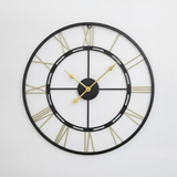 Roman Halo Open-Frame Wall Clock – Black & Gold Finish (24" x 24")