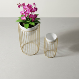 Grandeur White Cage Steel Planters (Set of 2)
