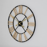 Roman Halo Open-Frame Wall Clock – Black & Gold (24" x 24")