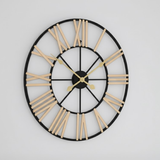 Roman Halo Open-Frame Wall Clock – Black & Gold (24" x 24")